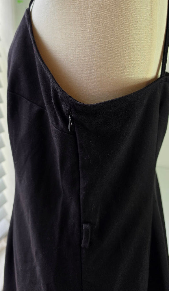 H&M Divided Black Spaghetti Strap Mini Dress Square Neck