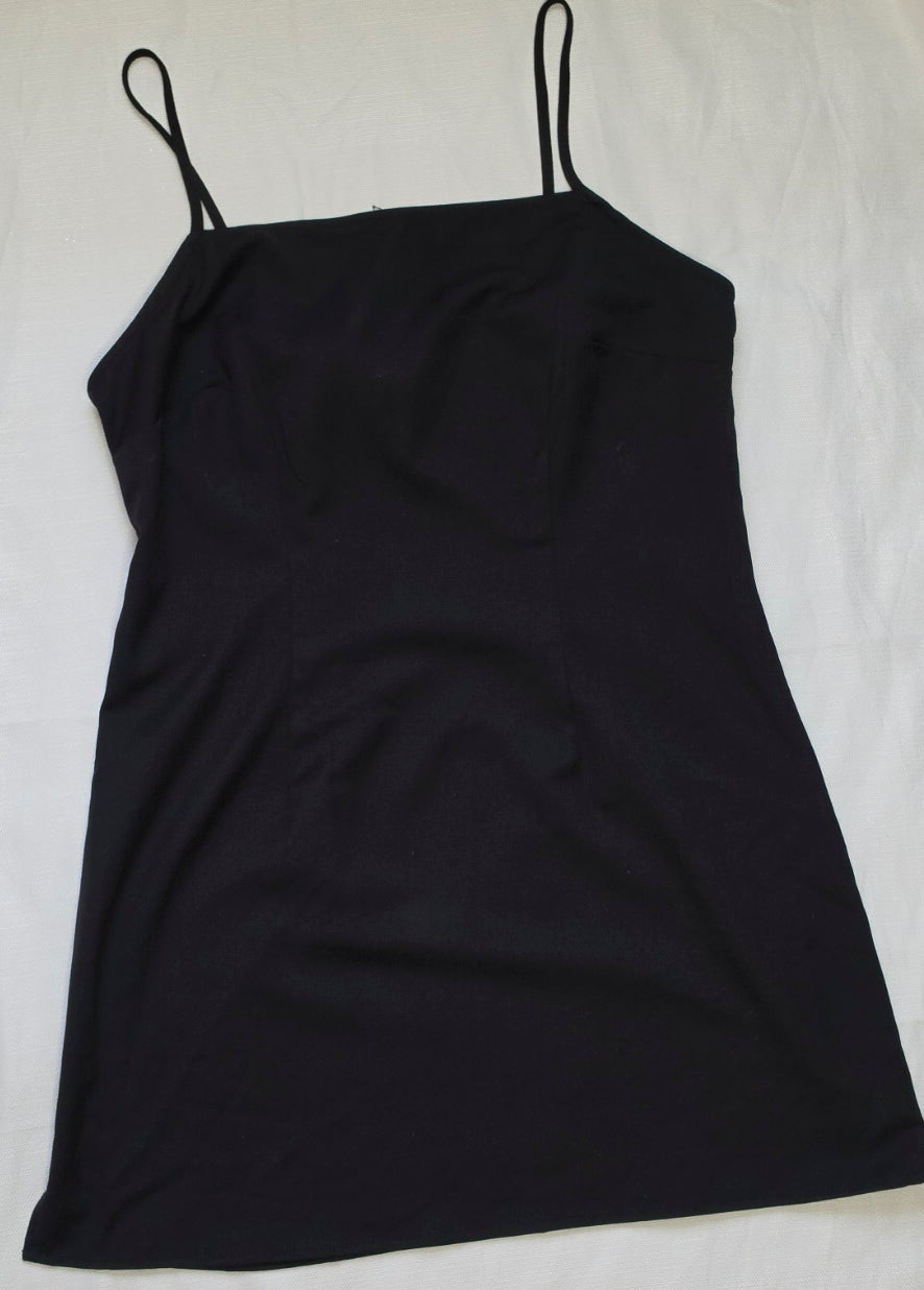 H&M Divided Black Spaghetti Strap Mini Dress Square Neck