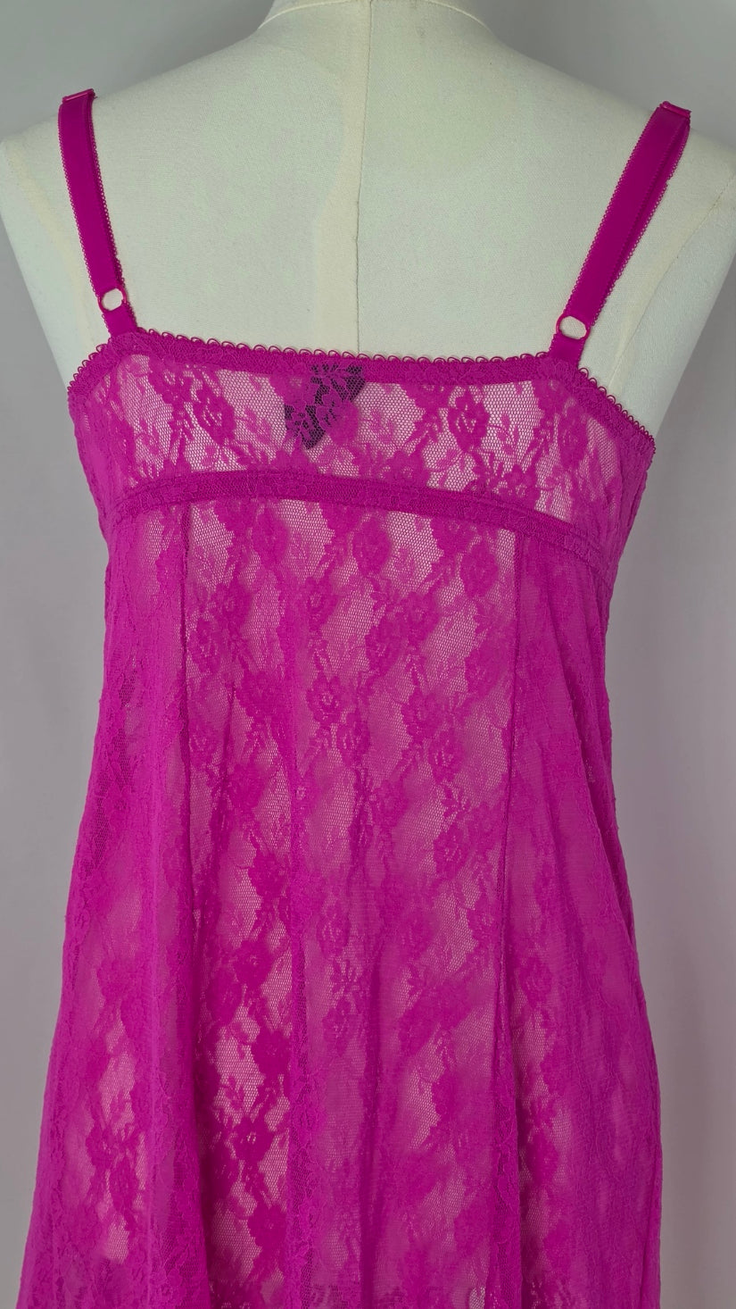Be Wicked Hot Pink Floral Lace Babydoll Chemise Lingerie – 38C
