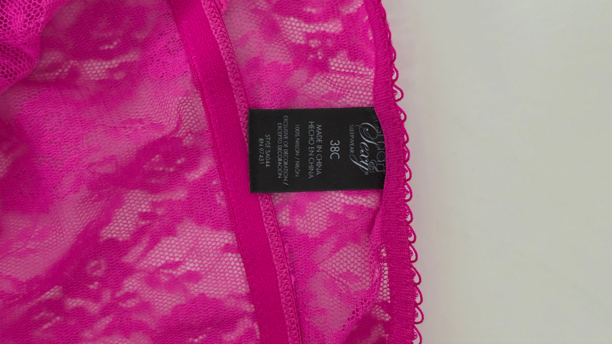 Be Wicked Hot Pink Floral Lace Babydoll Chemise Lingerie – 38C