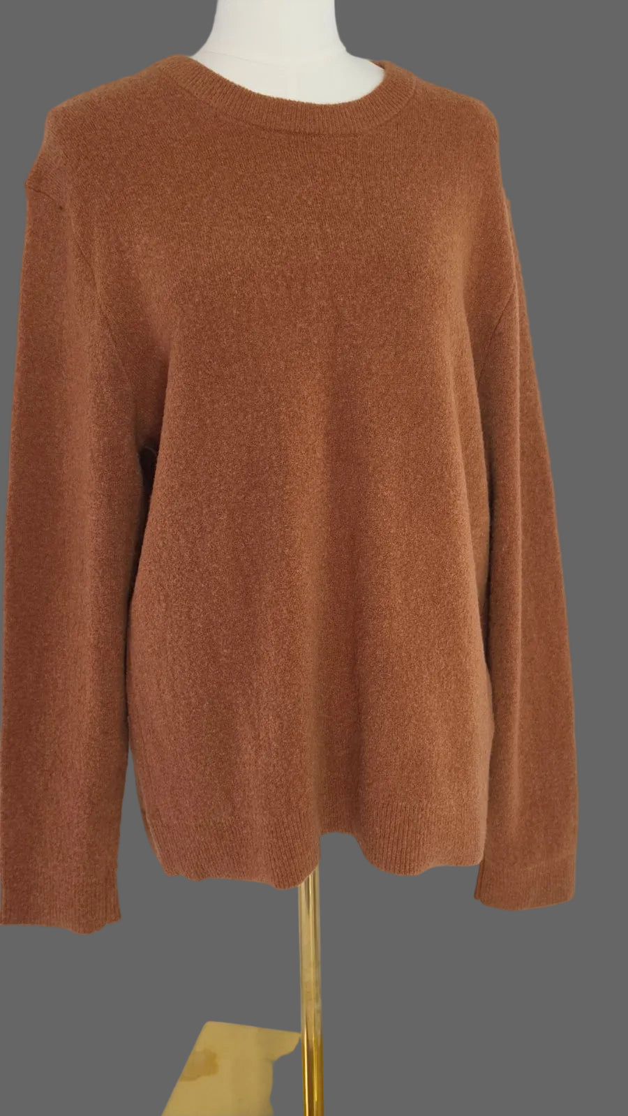 Club Monaco Reversible Wool Blend Sweater Large Brown Charcoal Crewneck