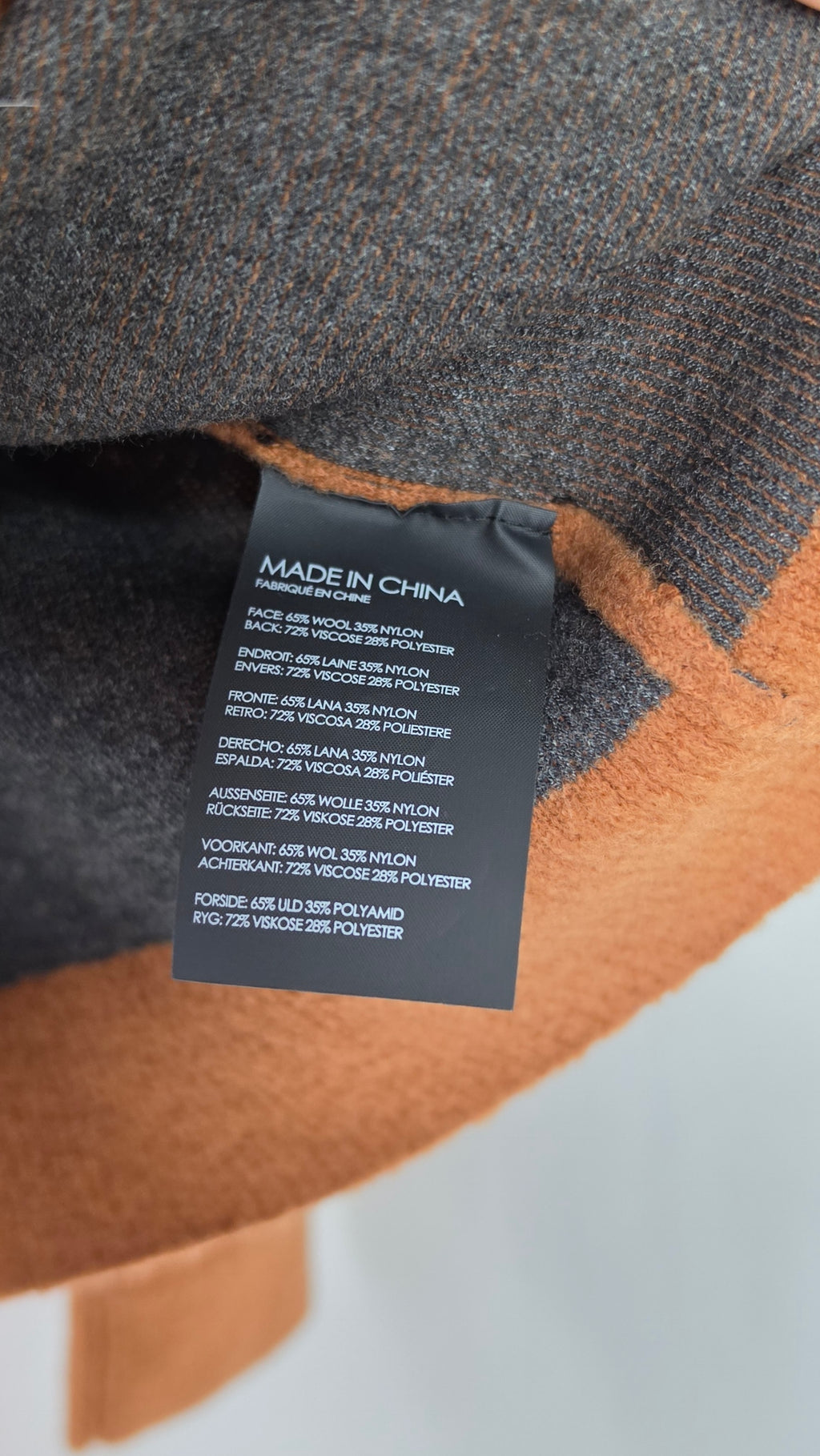 Club Monaco Reversible Wool Blend Sweater Large Brown Charcoal Crewneck