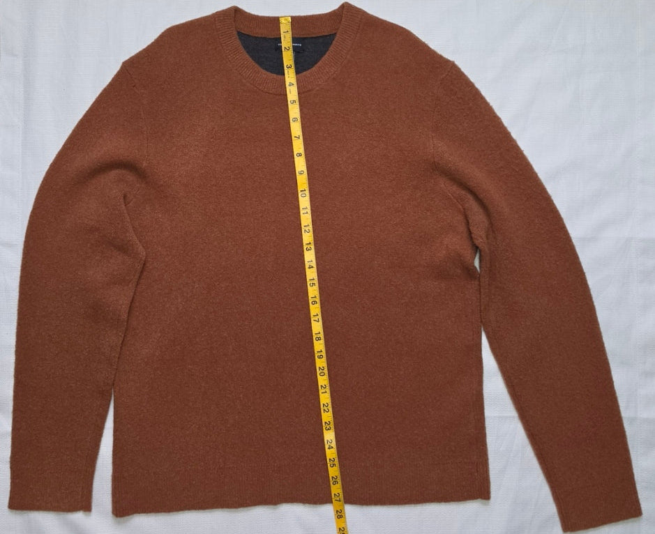 Club Monaco Reversible Wool Blend Sweater Large Brown Charcoal Crewneck