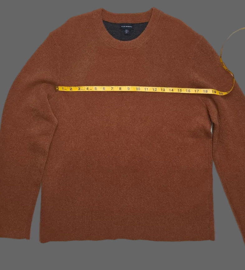 Club Monaco Reversible Wool Blend Sweater Large Brown Charcoal Crewneck