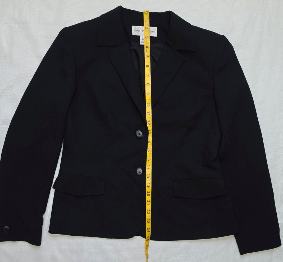 Jones New York Suit Women's Size 8 Black Two Button Blazer Career Jacket
