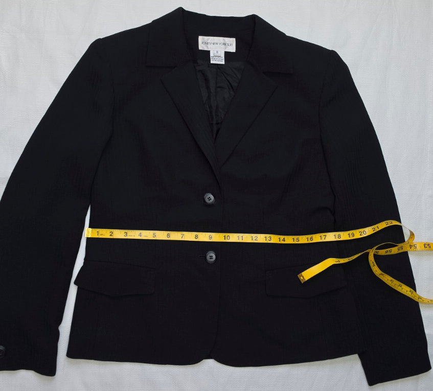 Jones New York Suit Women's Size 8 Black Two Button Blazer Career Jacket