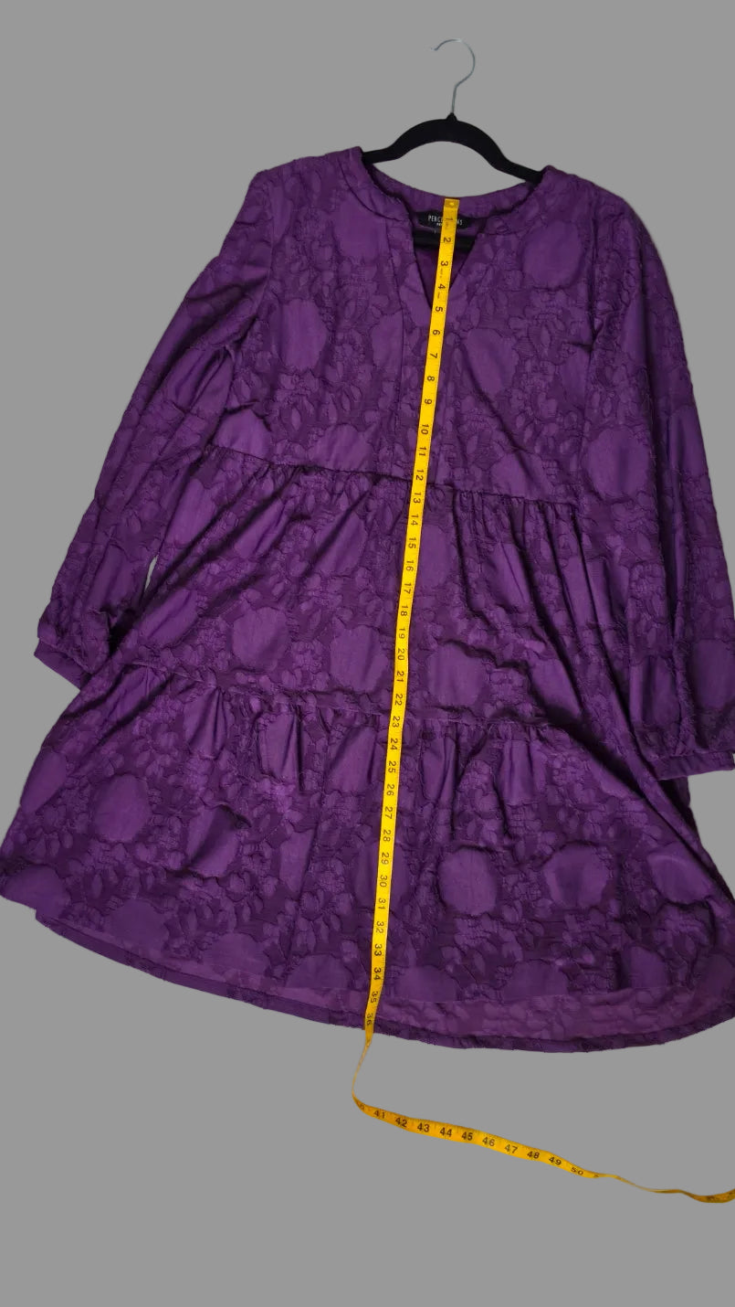 Perceptions New York Purple Floral Tiered Dress