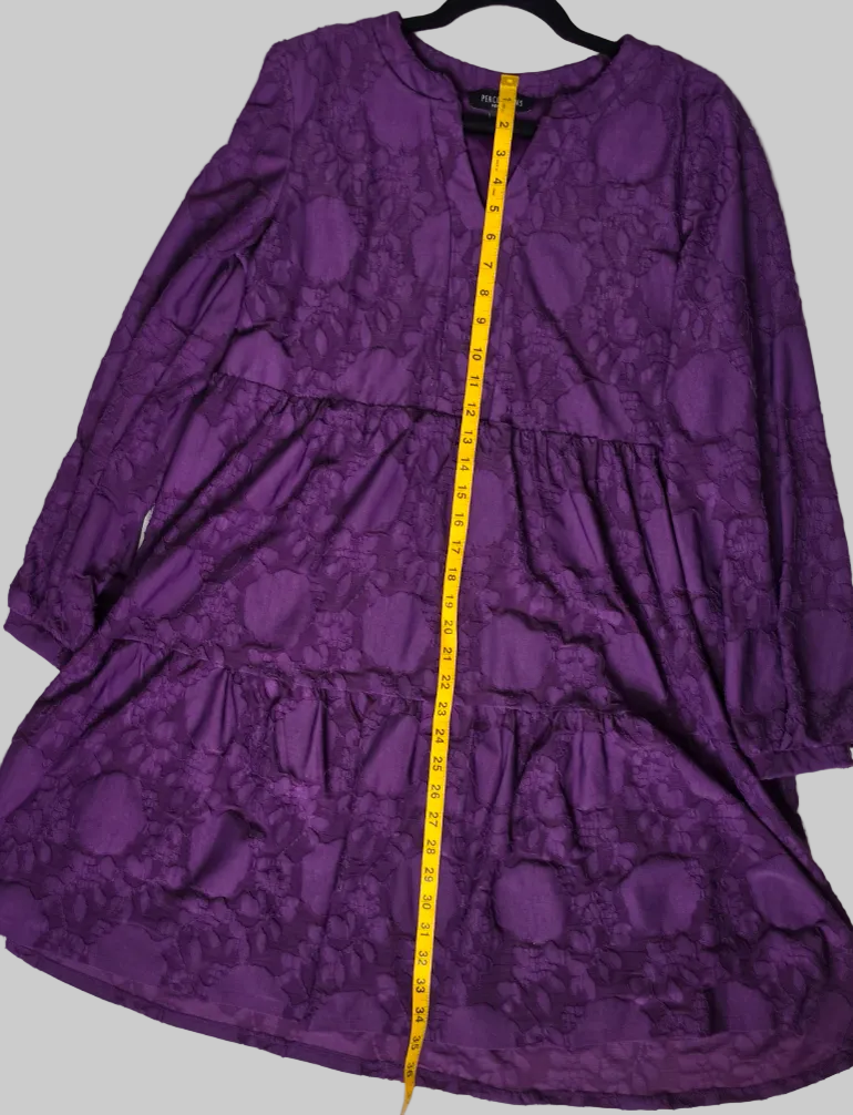 Perceptions New York Purple Floral Tiered Dress