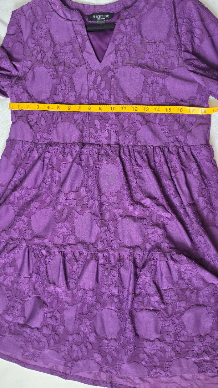 Perceptions New York Purple Floral Tiered Dress