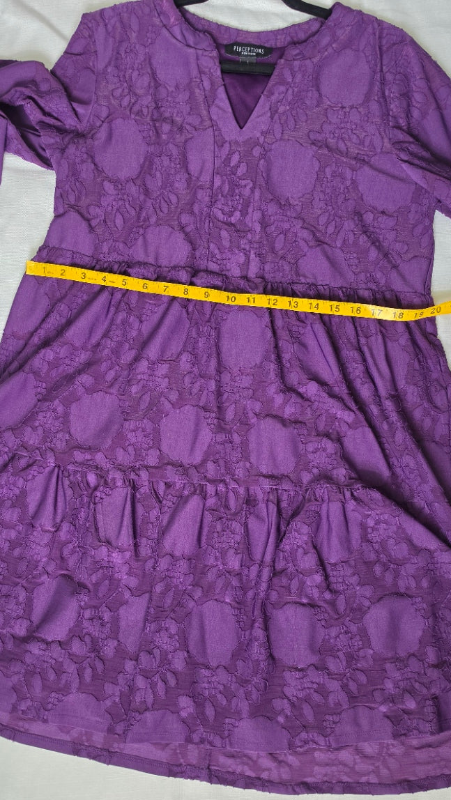Perceptions New York Purple Floral Tiered Dress
