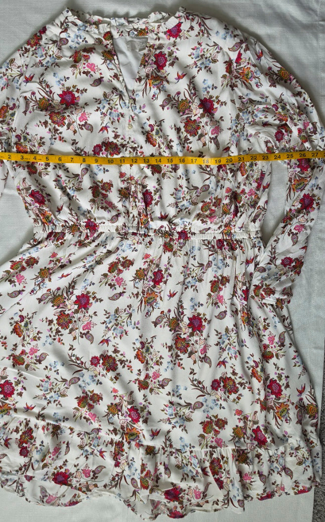 LOFT Plus Size 22 Ivory Floral Long Sleeve Dress