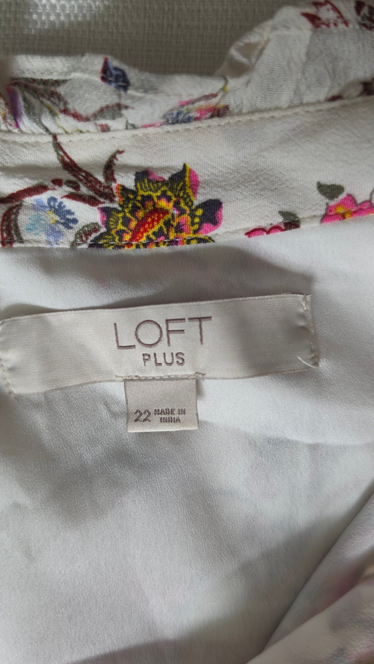 LOFT Plus Size 22 Ivory Floral Long Sleeve Dress