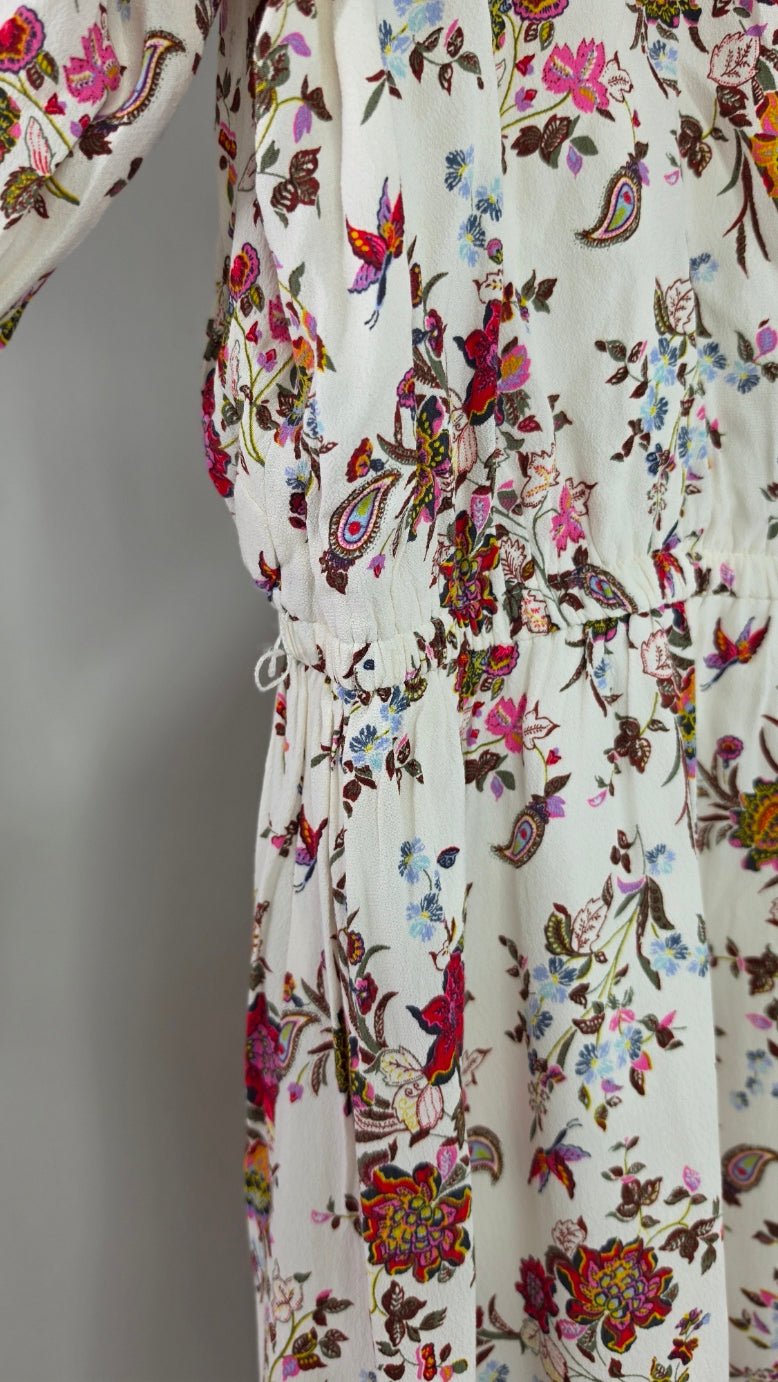 LOFT Plus Size 22 Ivory Floral Long Sleeve Dress