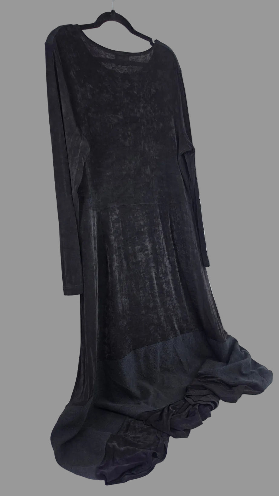 AHNI Handmade USA Black Lagenlook Maxi Dress Size 3 Floral Art to Wear