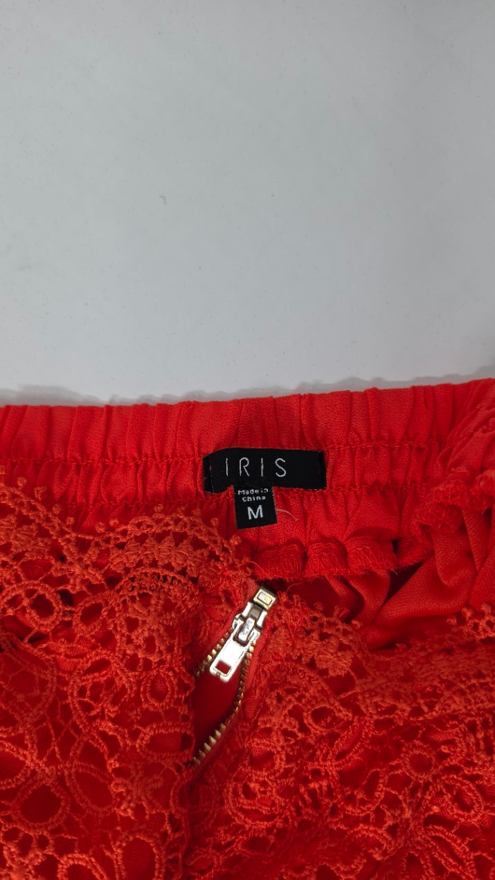 IRIS Red Lace Cutout Romper