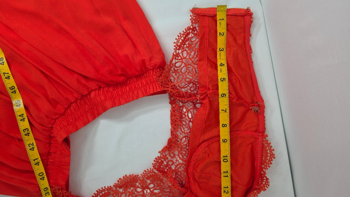IRIS Red Lace Cutout Romper