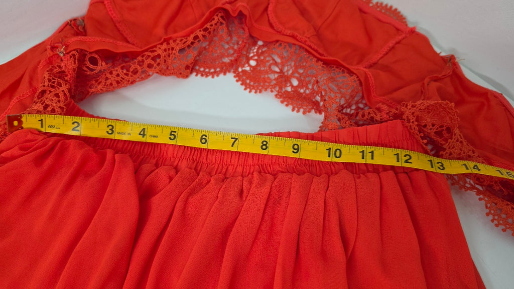IRIS Red Lace Cutout Romper