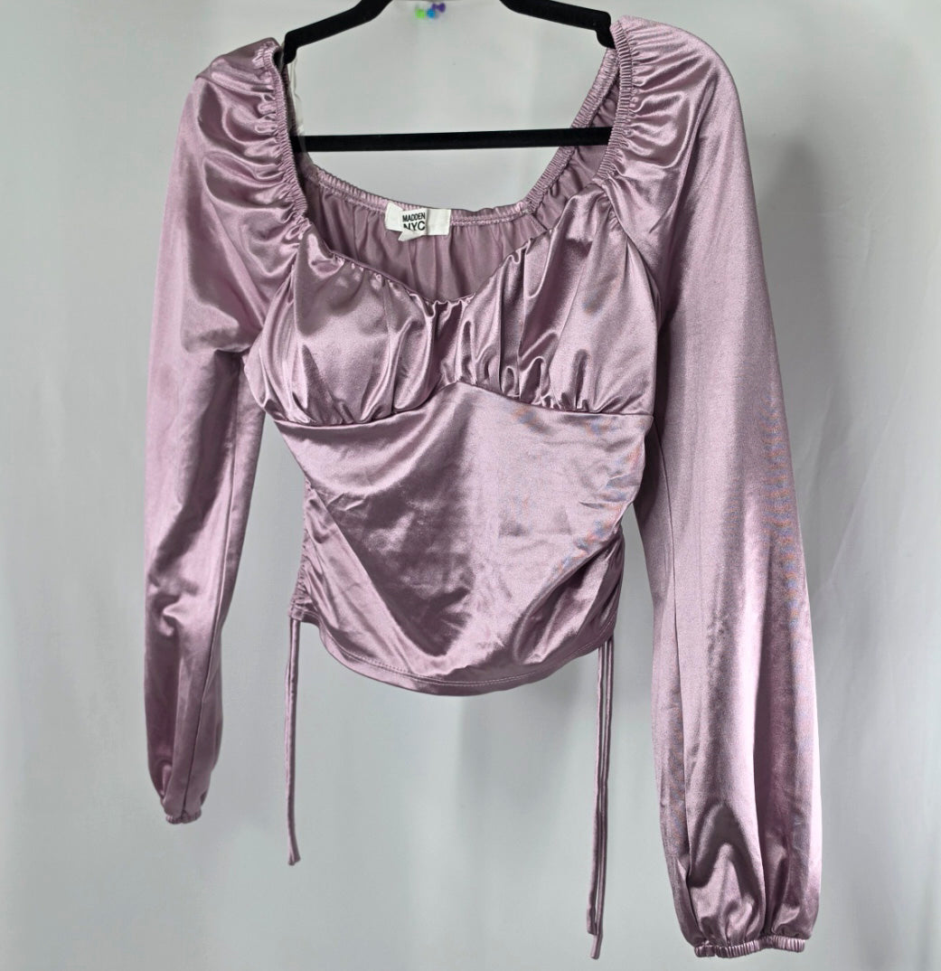 Madden NYC Mauve Satin Ruched Corset Top