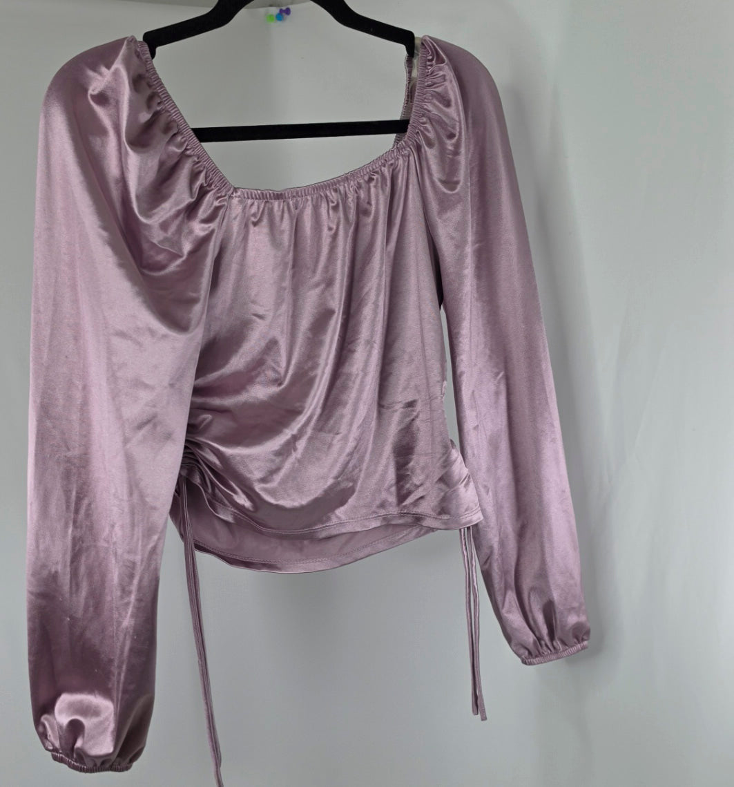 Madden NYC Mauve Satin Ruched Corset Top