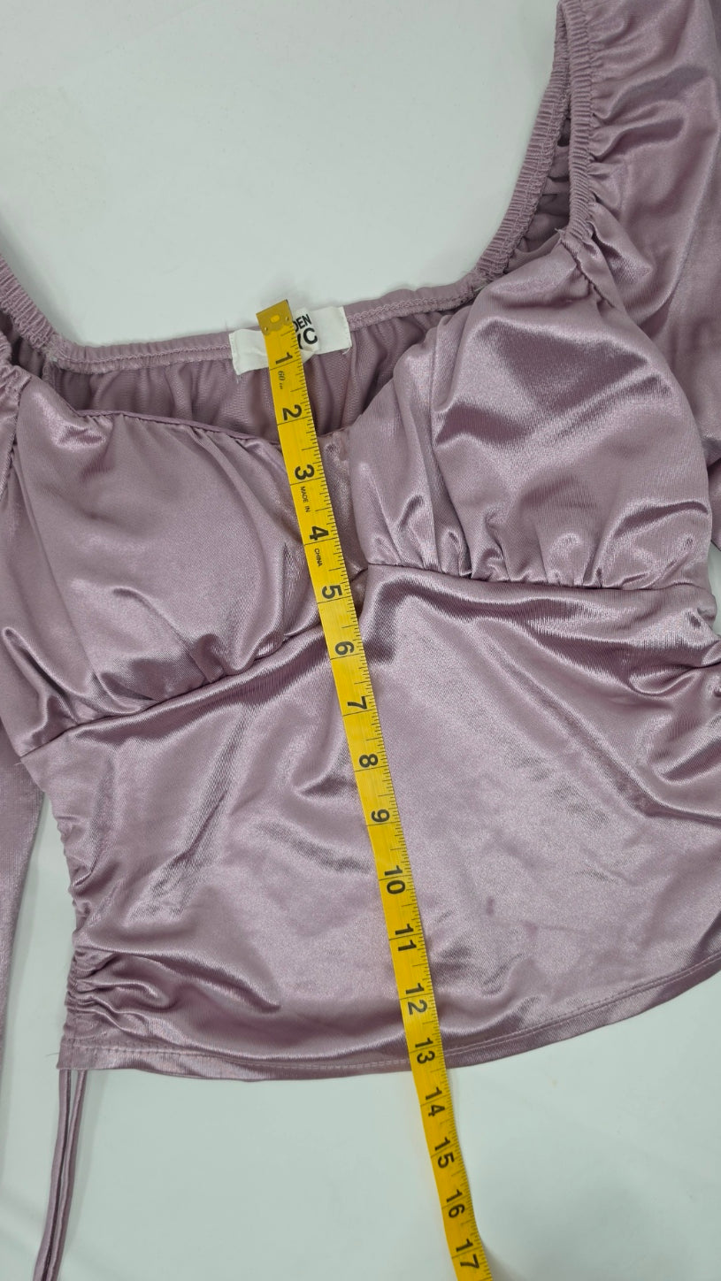 Madden NYC Mauve Satin Ruched Corset Top