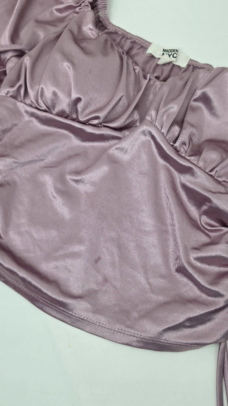 Madden NYC Mauve Satin Ruched Corset Top