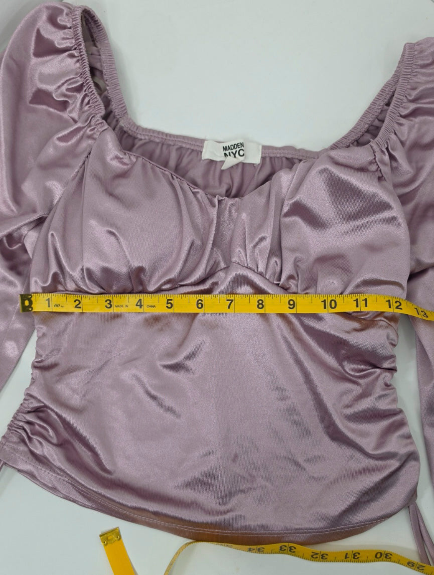 Madden NYC Mauve Satin Ruched Corset Top