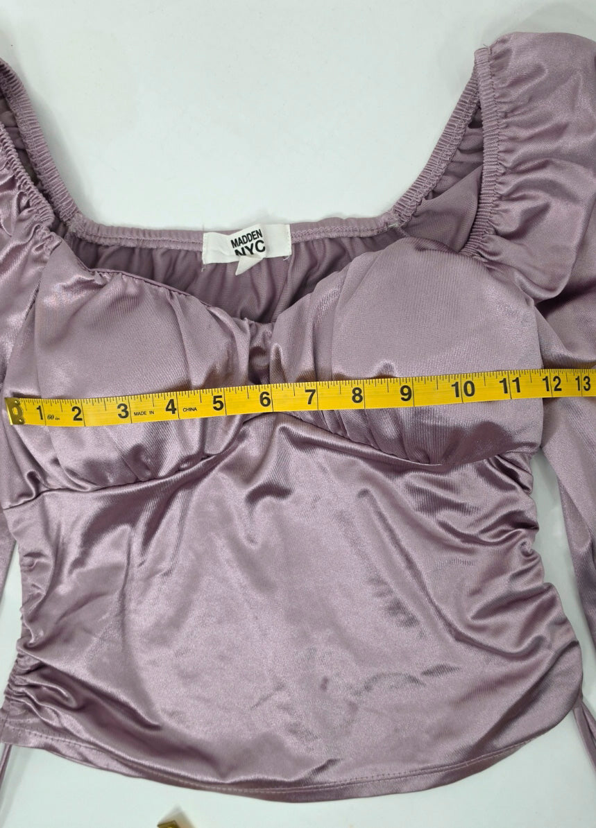 Madden NYC Mauve Satin Ruched Corset Top