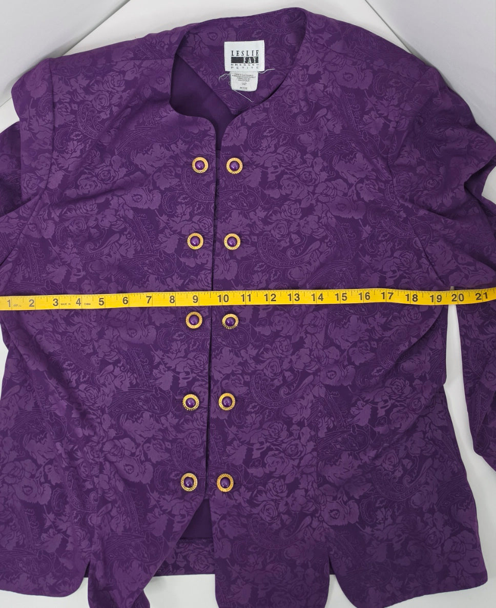Leslie Fay Dress Petite Purple Floral Blazer