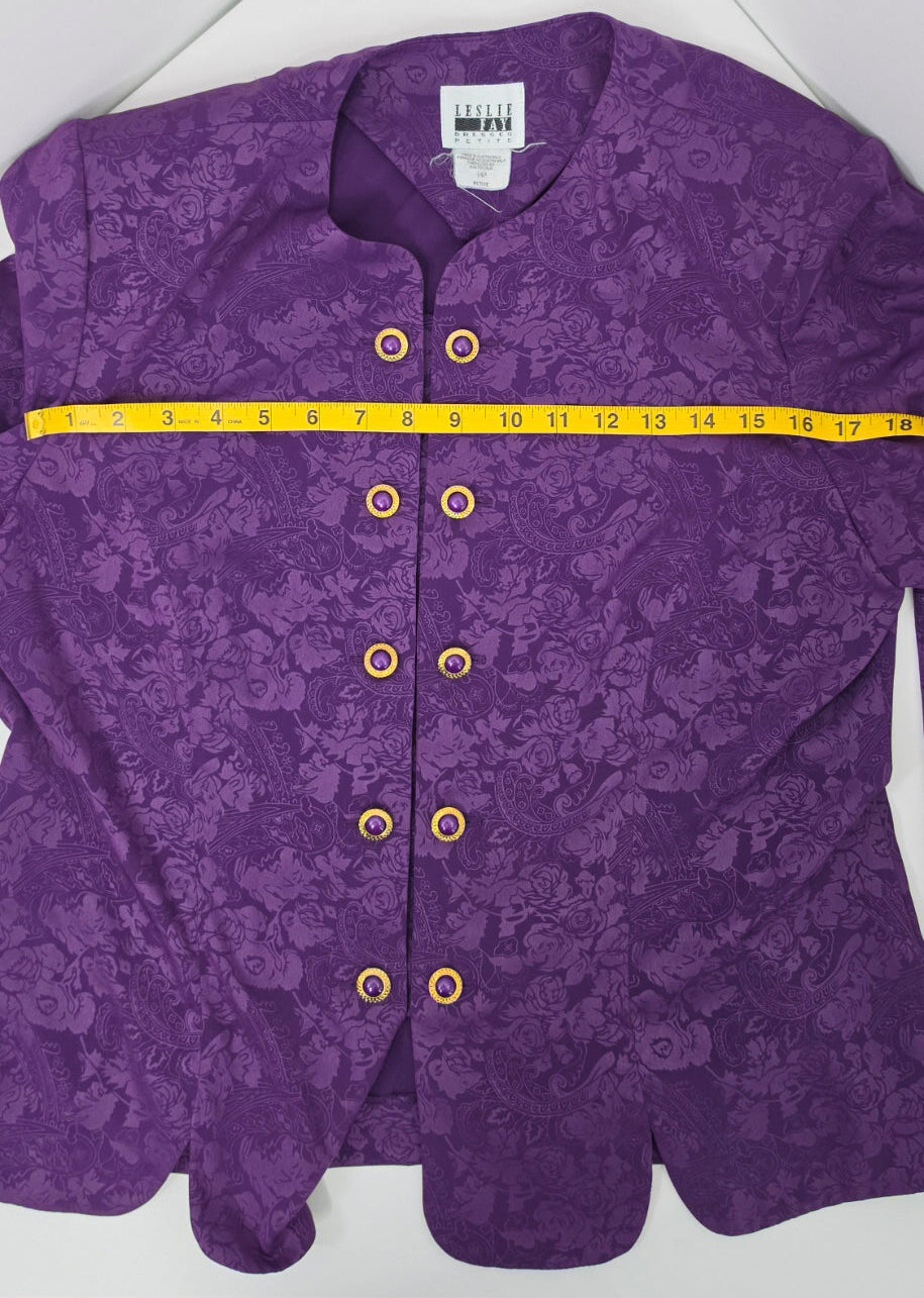 Leslie Fay Dress Petite Purple Floral Blazer