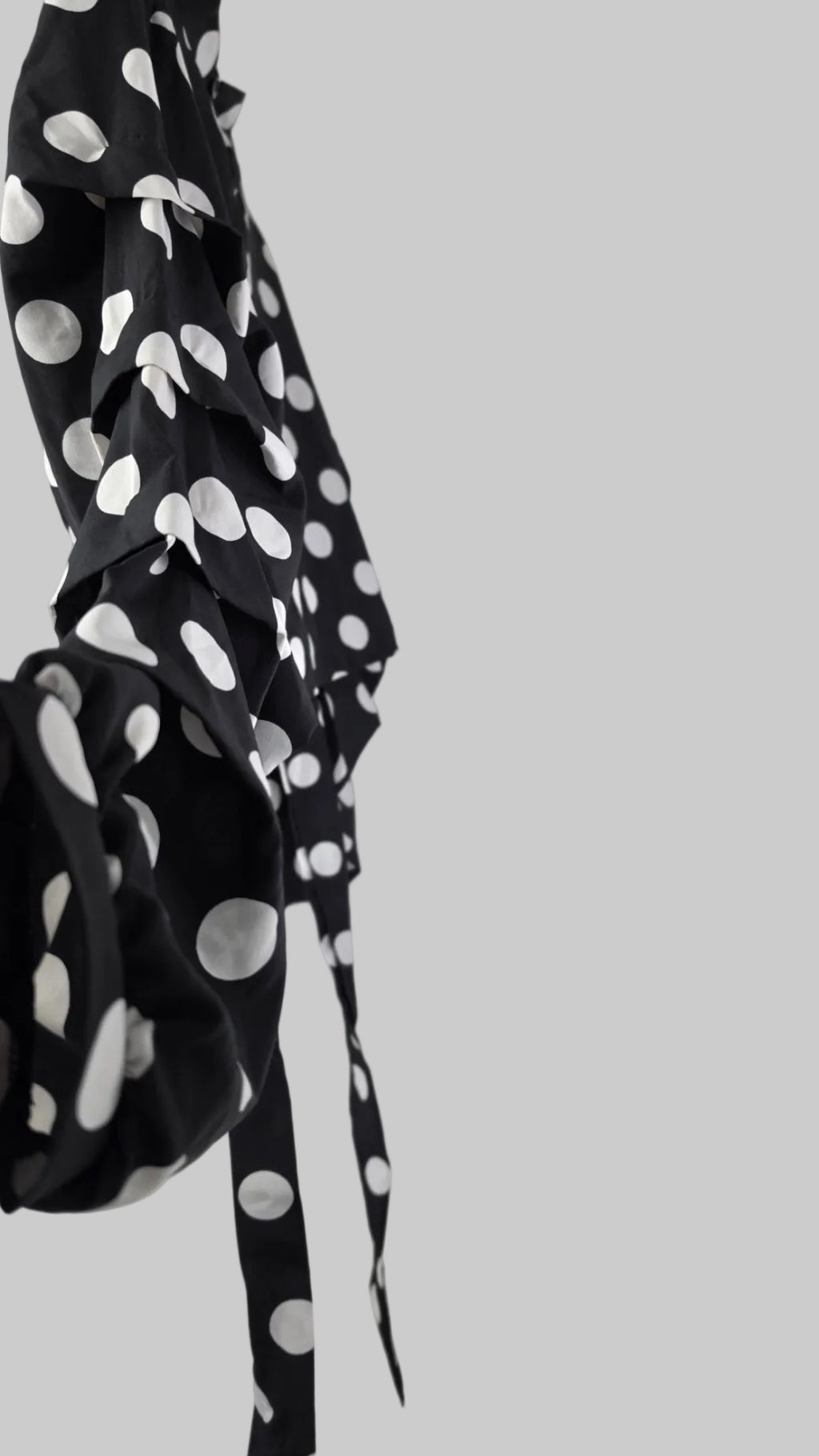 Black & White Polka Dot Ruffle-Sleeve Crop Top