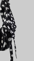 Black & White Polka Dot Ruffle-Sleeve Crop Top