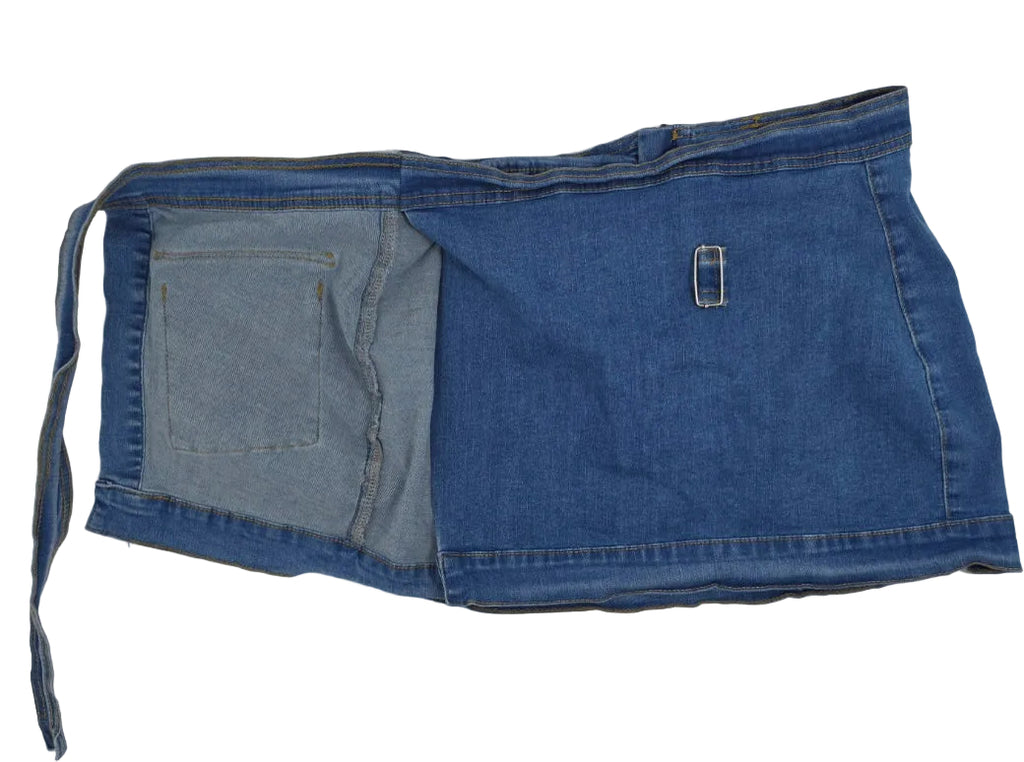 Women’s Denim Mini Skirt Size L Belted Stretch Blue Jean Utility Skirt