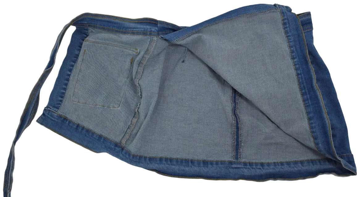 Women’s Denim Mini Skirt Size L Belted Stretch Blue Jean Utility Skirt