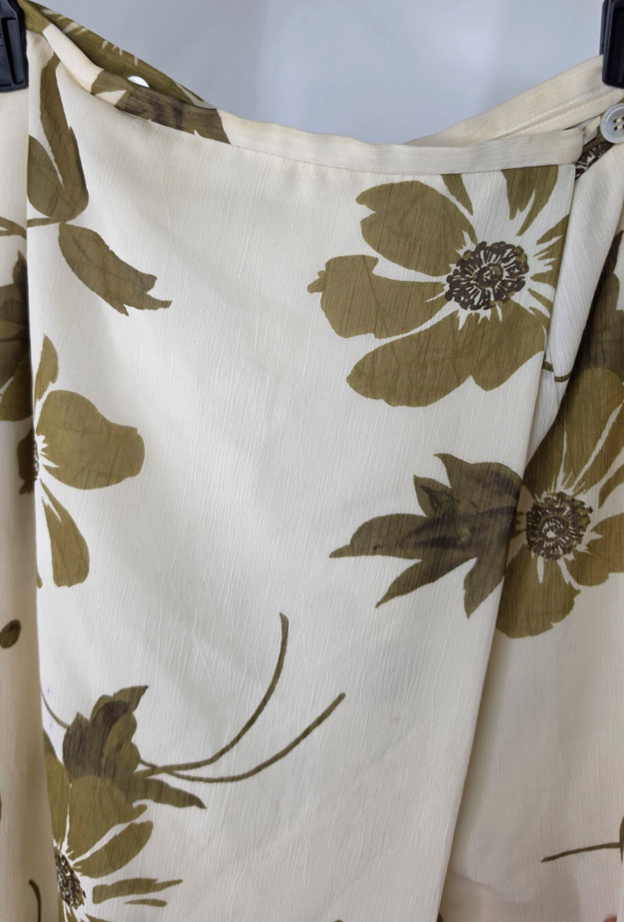 Liz Claiborne Size 14 Floral Midi Maxi Skirt Cream Olive Brown Y2K