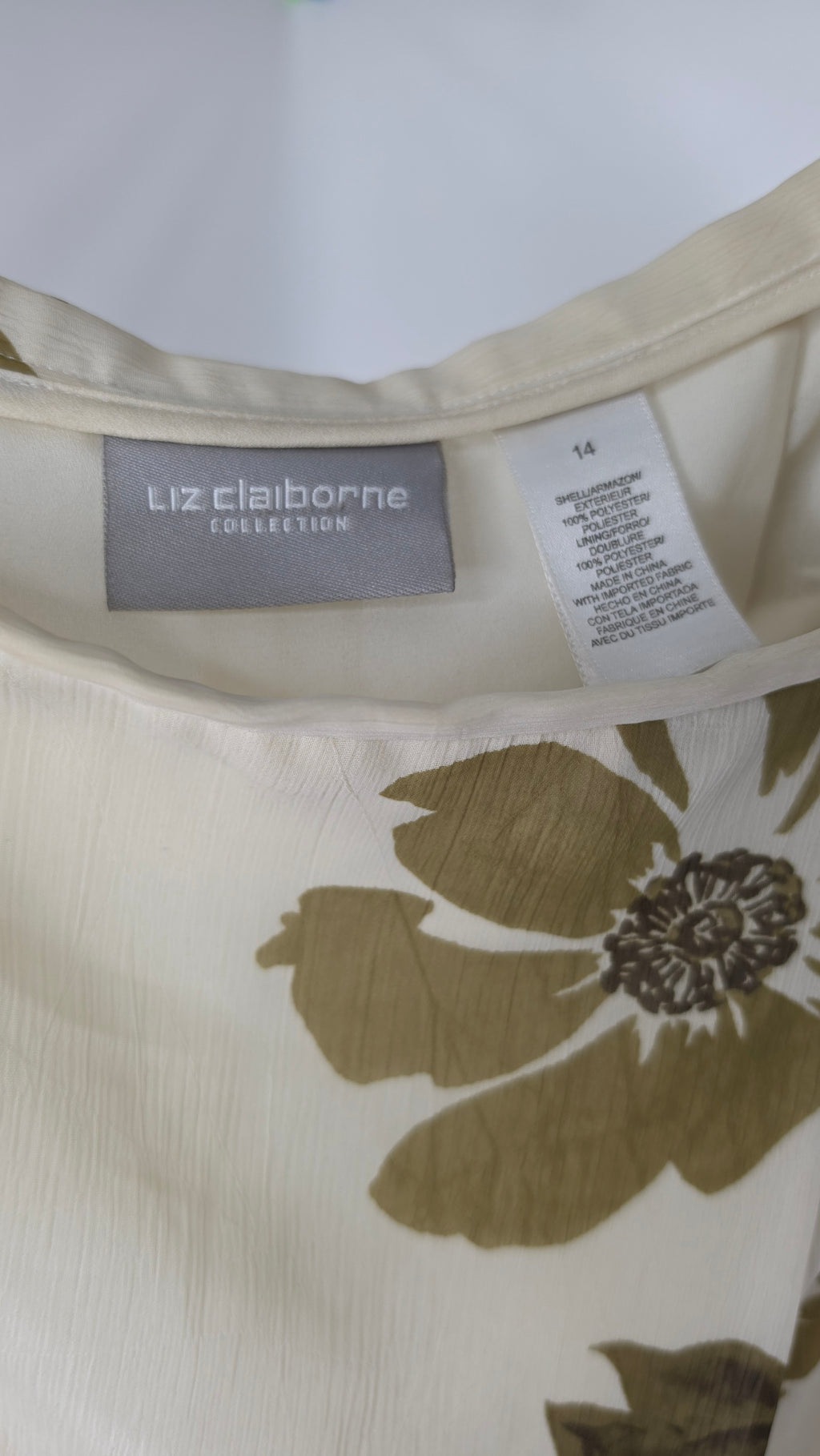 Liz Claiborne Size 14 Floral Midi Maxi Skirt Cream Olive Brown Y2K