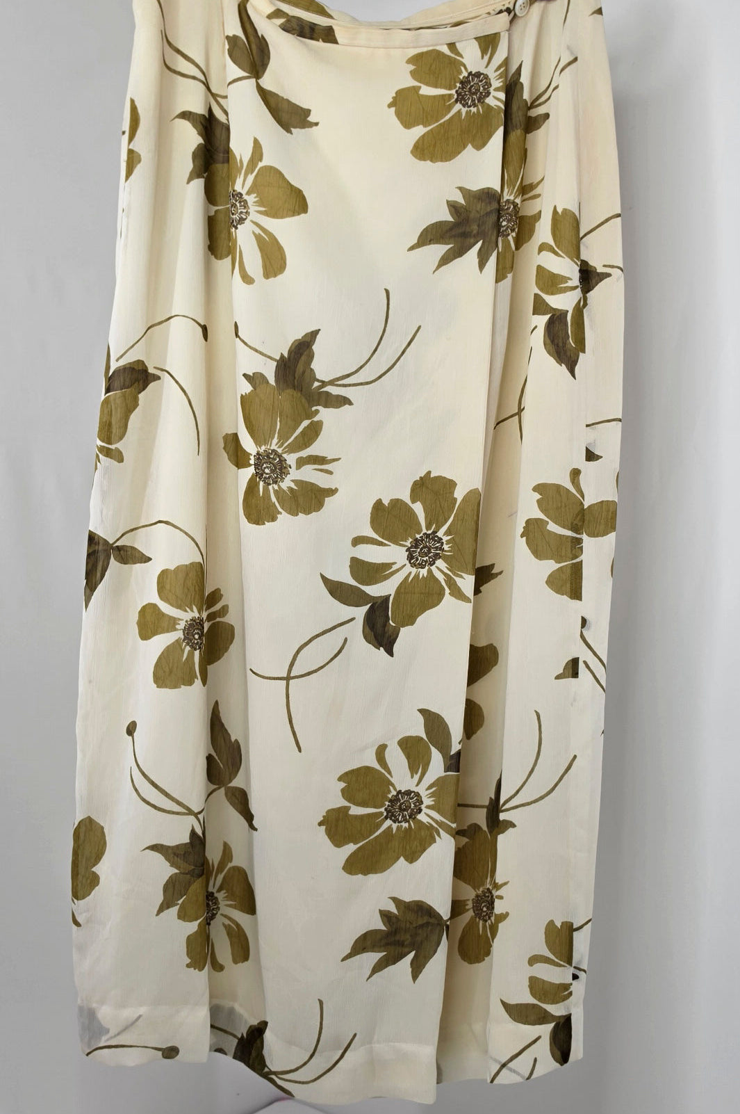 Liz Claiborne Size 14 Floral Midi Maxi Skirt Cream Olive Brown Y2K