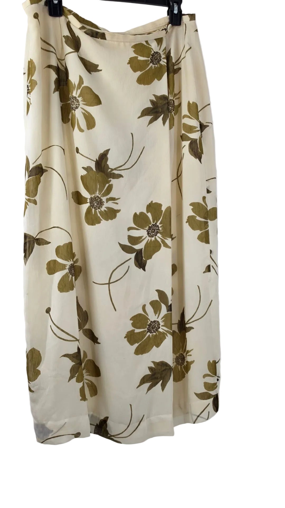 Liz Claiborne Size 14 Floral Midi Maxi Skirt Cream Olive Brown Y2K
