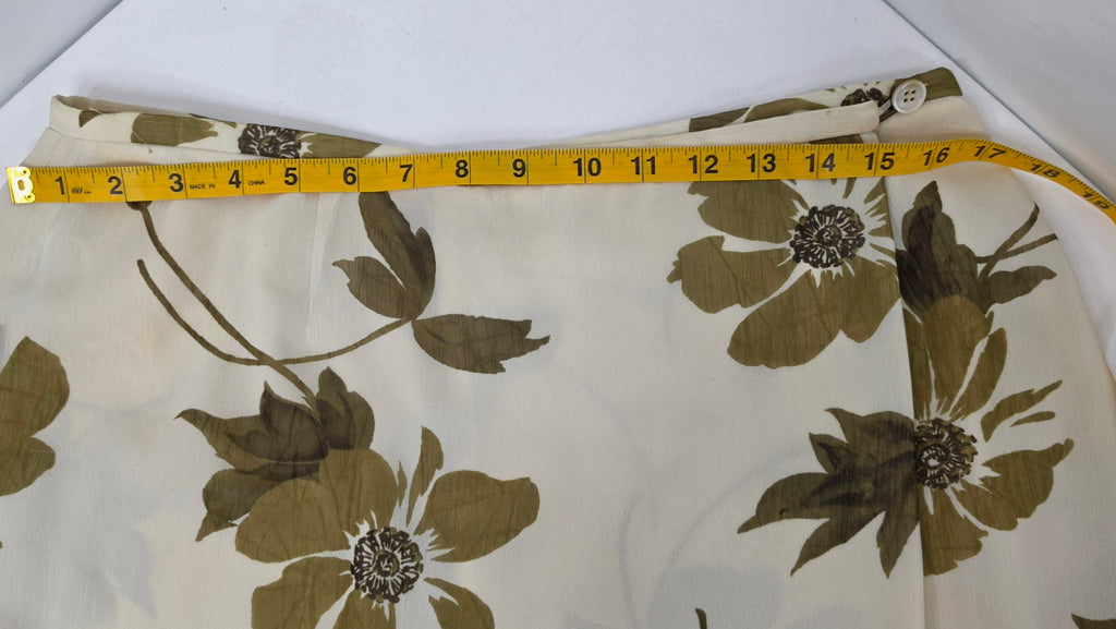 Liz Claiborne Size 14 Floral Midi Maxi Skirt Cream Olive Brown Y2K