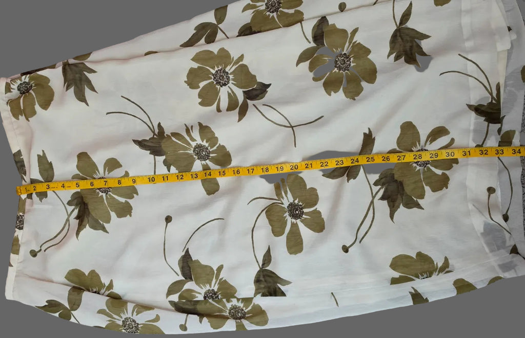 Liz Claiborne Size 14 Floral Midi Maxi Skirt Cream Olive Brown Y2K