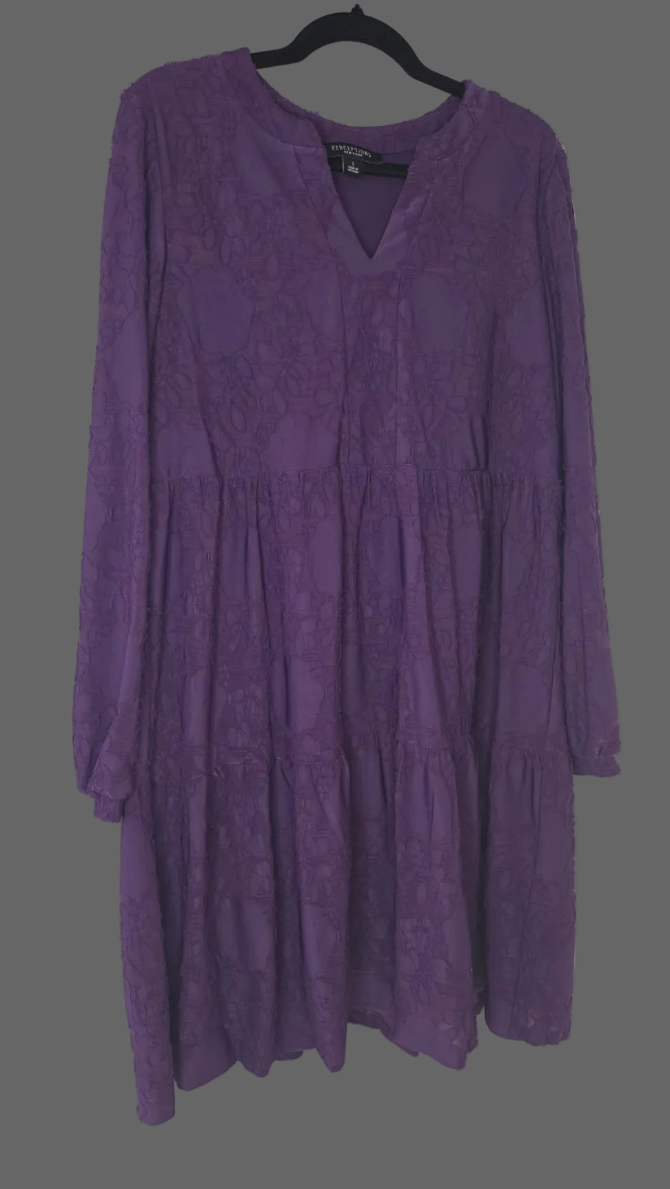 Perceptions New York Purple Floral Tiered Dress