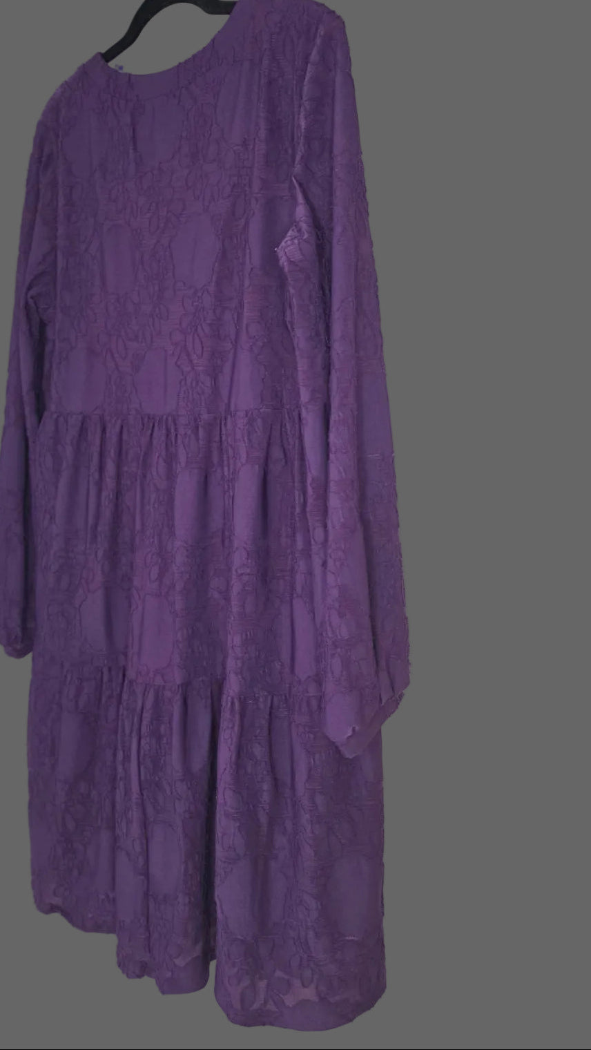Perceptions New York Purple Floral Tiered Dress