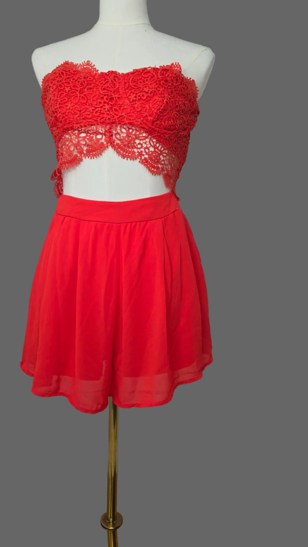 IRIS Red Lace Cutout Romper