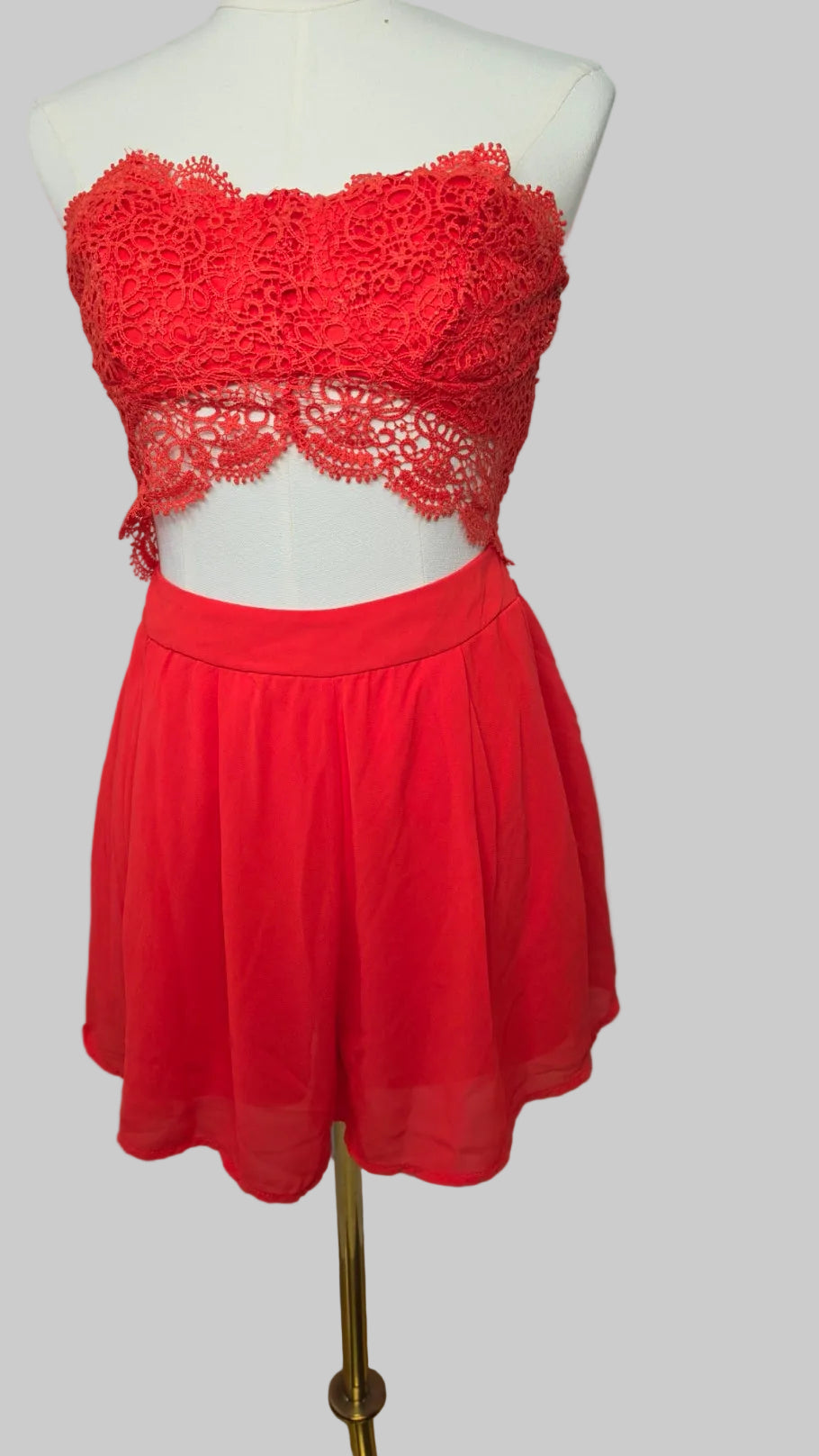 IRIS Red Lace Cutout Romper