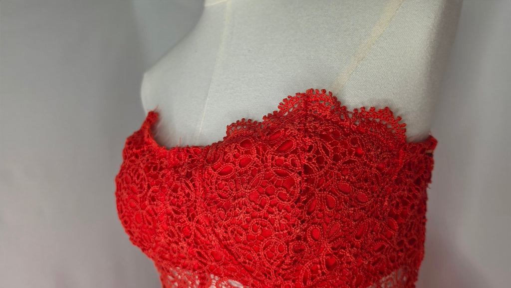 IRIS Red Lace Cutout Romper