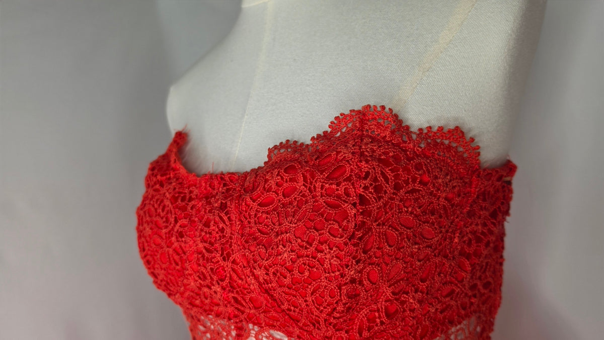 IRIS Red Lace Cutout Romper