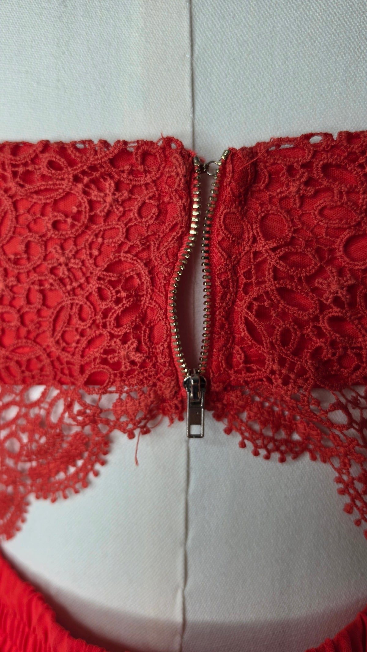 IRIS Red Lace Cutout Romper