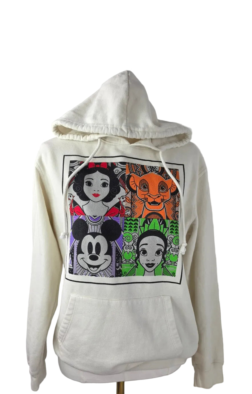 Disney 100 Hoodie Women’s L Ivory Snow White Simba Mickey Tiana Graphic