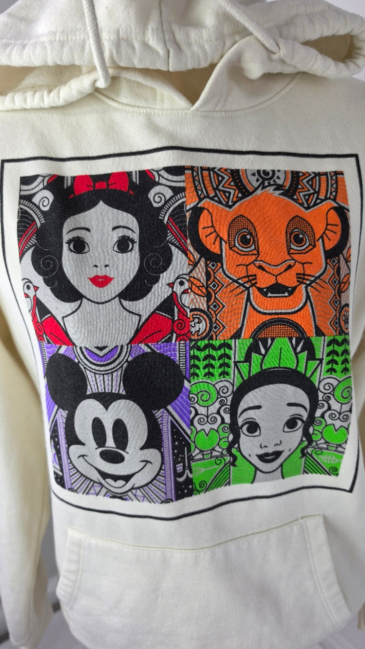 Disney 100 Hoodie Women’s L Ivory Snow White Simba Mickey Tiana Graphic