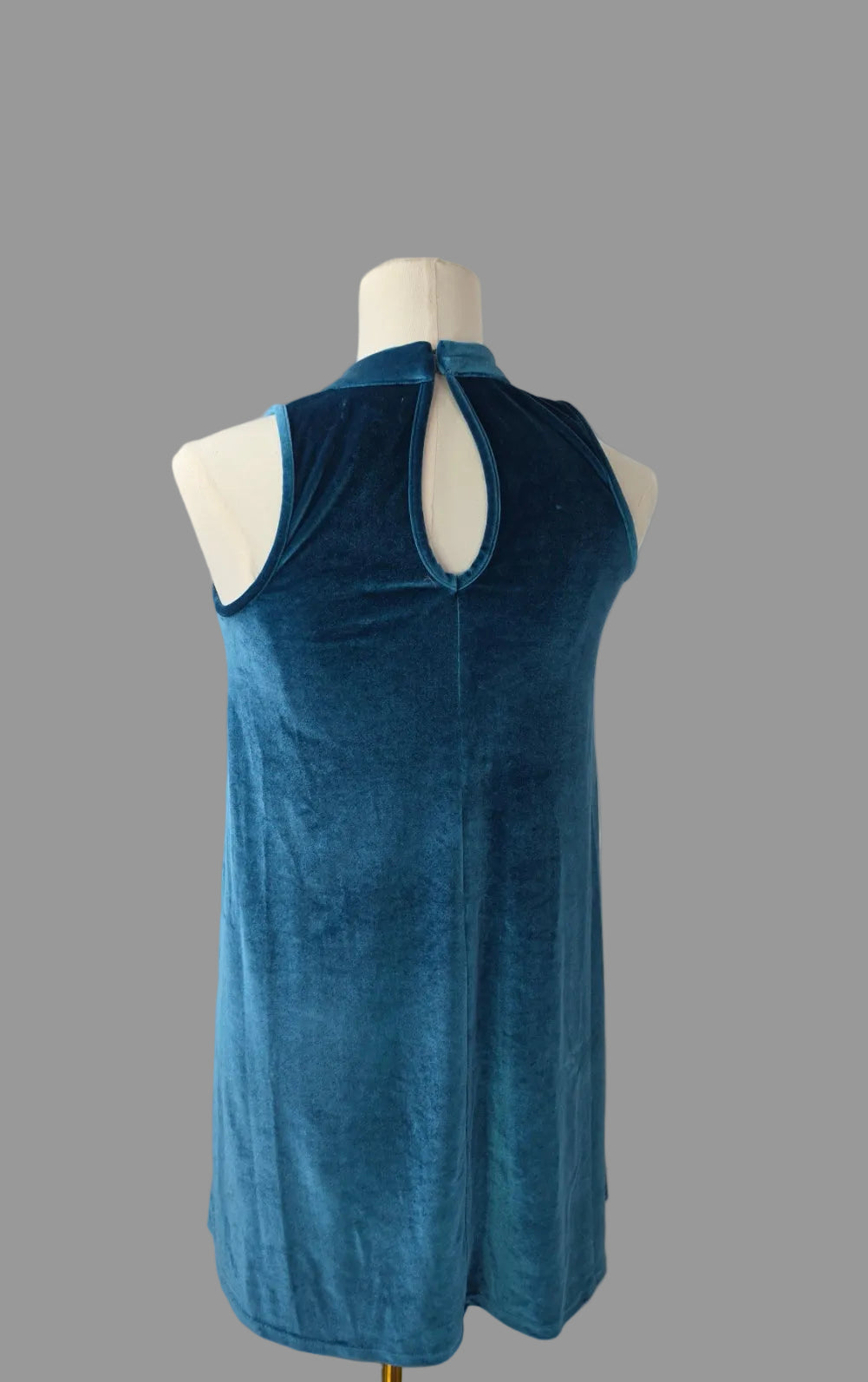 Tucker  & Tate Girls Size 10 Teal Blue Velvet Swing Dress Mock Neck Keyhole Back