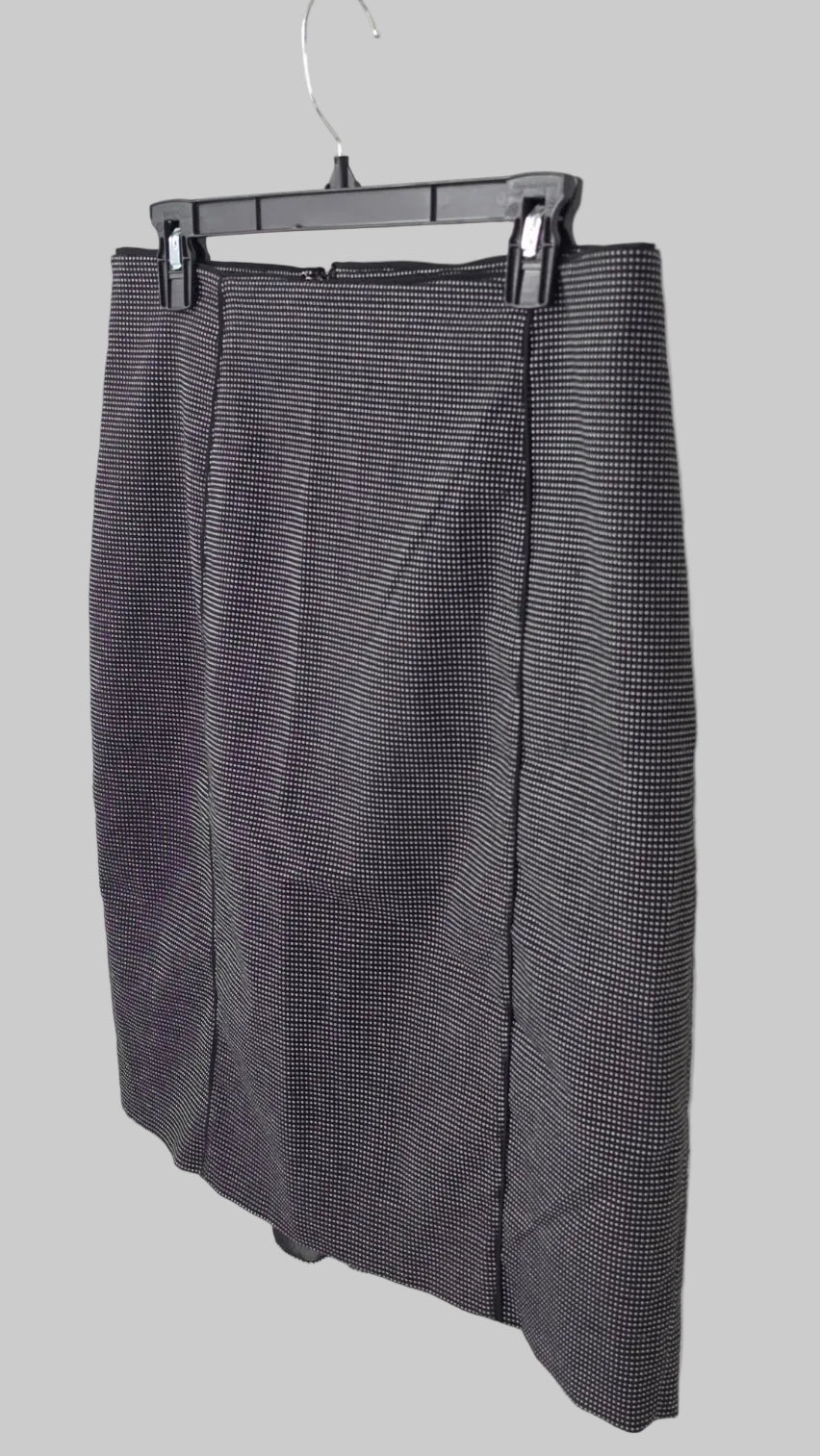White House Black Market Size 10 Black White Micro Dot Pencil Skirt Ruffle Hem